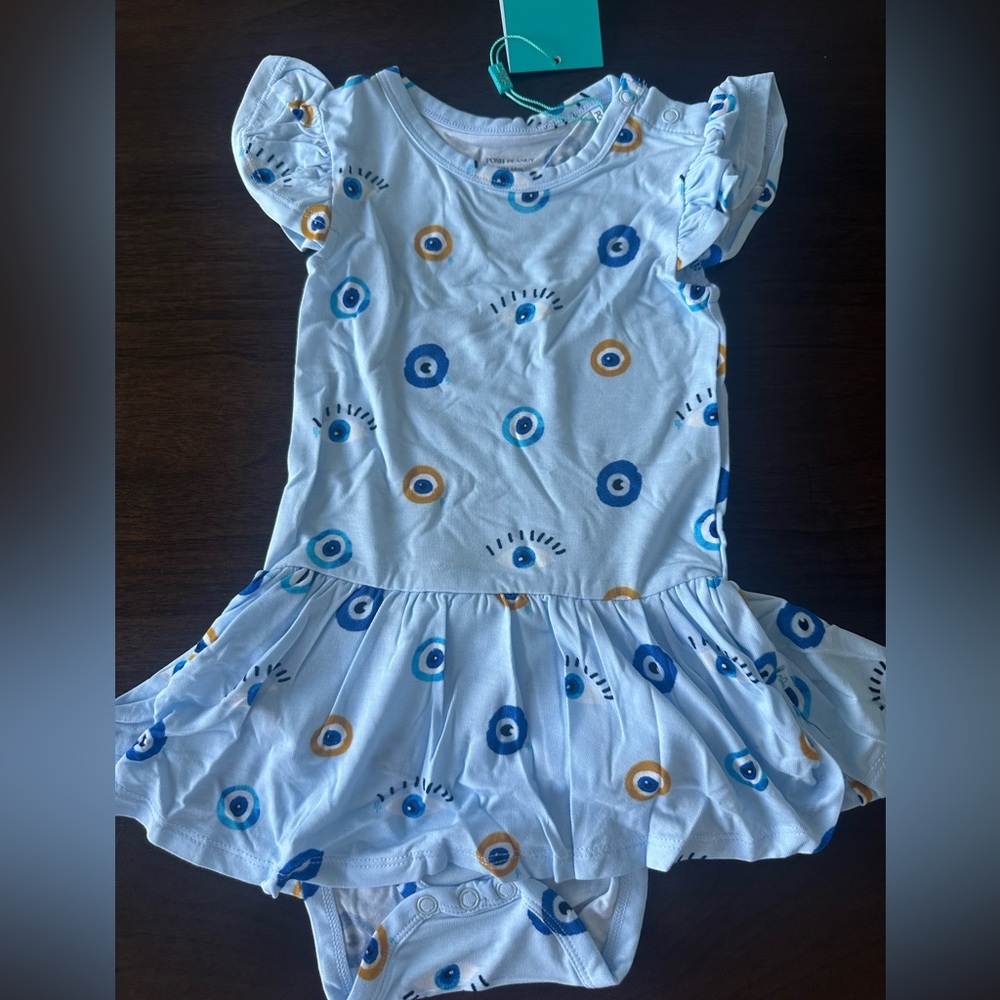 Girls' Evil Eye Print Peplum Dress